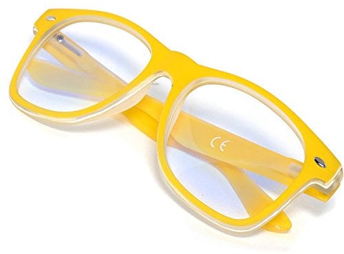 MFAZ Morefaz Ltd Women Anti Glare Reading Glasses +1.0 +1.5 +2.0 +2.5 +3.00 +4.00 Blue Light Filter Computer Gaming TV Radial (2.00 Anti Glare, Yellow)
