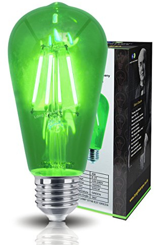 Long Life Lamp Company Ambient 4w Vintage LED Filament Green Light Bulb E27 Clear Glass ST58