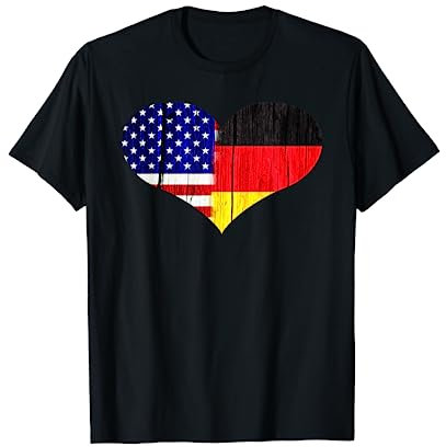 Love USA Germany T-Shirt I Amerika Deutschland Flagge Fahne T-Shirt