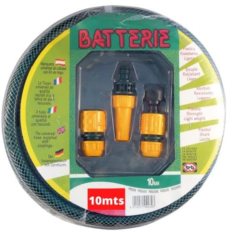 Riegolux 331030 Kit Manguera Batterie con Accesorios, Verde, 10 m