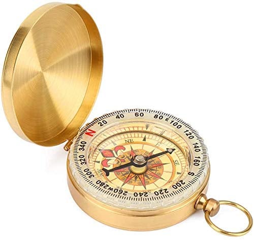 Mitening Boussole Poche en Laiton, Boussole Ancienne, Boussole de Poche Waterproof Portable Lumière Nocturne Compas en Extérieur Plein Air pour Voyage, Randonné, Exploration, Camping, Marche, Escalade