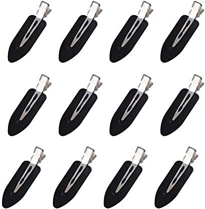 POFET 12 clips de pelo sin doblez de maquillaje sin pliegues clips de pelo Pin Curl Clips para peinado Flequillos ondas estilo o aplicación de maquillaje negro