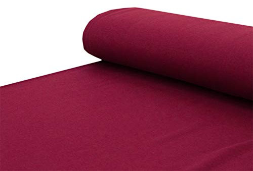 Baumwoll - Sweat Stoff kuschelweich Alpenfleece einfarbig bordeaux - Meterware ab 25 cm x 150 cm - Stoff zum Nähen