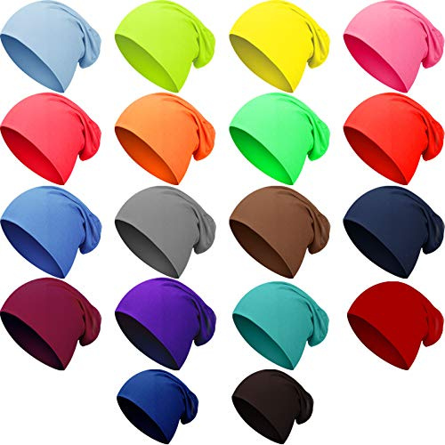Syhood 18 Stück dünne Strickmütze Slouchy Cap Hip-Hop Schlafmütze Dehnbare Baggy Beanie Mütze Zwergmütze für Damen Herren, 18 Farben