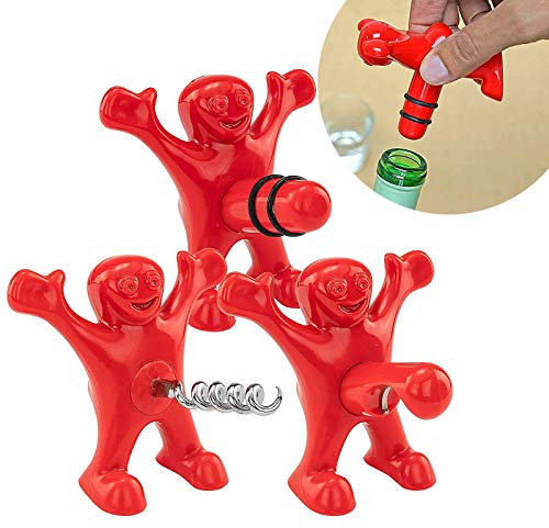 Roter Mann Flaschenöffner Bierflasche Opener 3 Stück Lustiges Geschenk Flaschenöffner Weinflasche Stopper Set Wein Flaschenöffner Weinflaschen Stopfen Lustiges Rot Für Geschenk Geburtstag Weihnachten