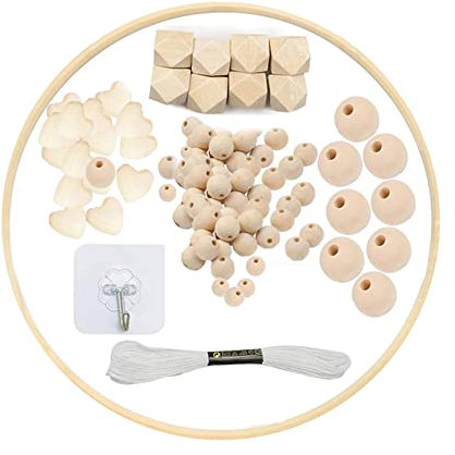 Seasboes DIY Holz Mobilen Rahmen, DIY Holz Mobilen Rahmen Windspiel Bettglocke Kit, Baby Mobile Glocke Kit Handgemacht Spielzeug, Wohnkultur Dekor Geschenk für Kinder (Liebesbereich)