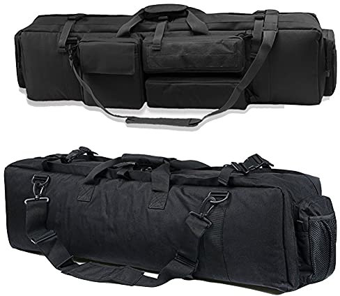SUNWEII Waffenkoffer Gewehrtasche Waffentasche Langwaffen Doppel Abschließbar Gewehrfutteral Auto Rucksack Luftgewehr Gewehr Schutztasche 100cm,Black