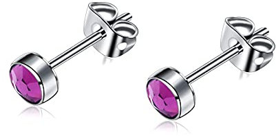 Artskin Boucles d'oreilles en titane G23 pour femmes filles boucles d'oreilles hypoallergéniques sans nickel 4mm boucles d'oreilles améthyste pour oreilles sensibles