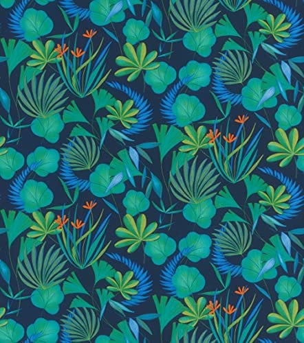 Rasch 466607 Papier peint intissé Motif feuilles et plantes Vert/bleu/orange 10,05 x 0,53 m