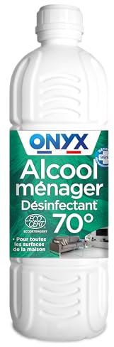 Onyx - Alcool Ménager 70° - Produit Désinfectant - Nettoyant - Dégraissant- Multi-Surfaces - ECOCERT - 100% d'Ingrédients d'Origine Naturelle - Fabrication Française - 1L