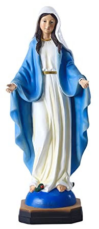 QIANLING 21,6 cm katholische Statue Unserer Lieben Frau der Gnade, Kunstharz, handbemalte Jungfrau Maria, religiöses Geschenk der Heimdekoration, religiöse Sakramente, Statuen und religiöse