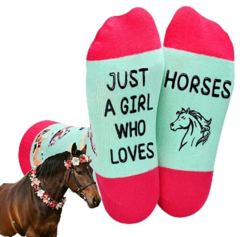 Zmart Funny Horse Socks for Kids - Equestrian Gifts for Girls 7-9 Years Old, Horseback Riding Socks