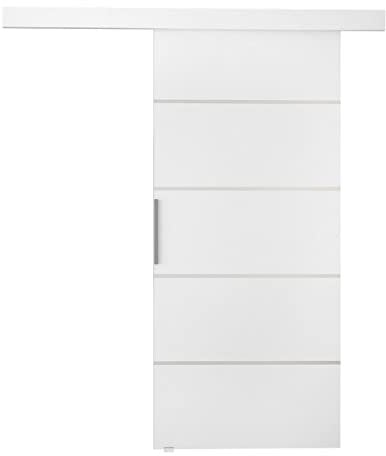 Schiebetürsystem Pikano III mit Selbstschließer Zimmertür Aluminiumgriffe Komplett-Set für Schiebetüren, Tür Innentüren Trennwände (Weiß, Modell: 70)