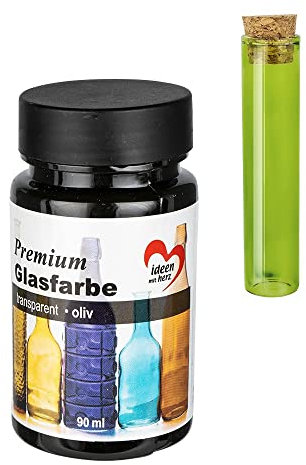 Ideen mit Herz Vernice per vetro di alta qualità, trasparente, impermeabile, 90 ml (oliva)