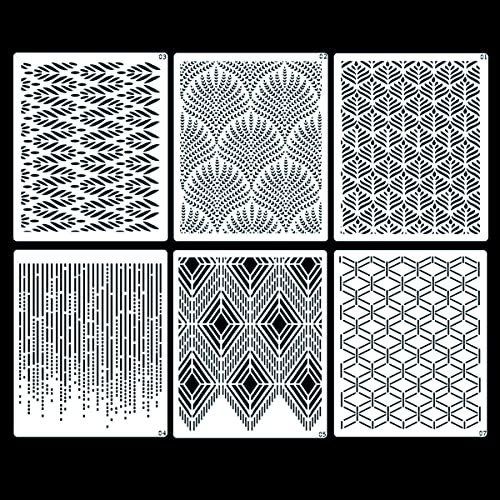 Otcmuky Cake Embossing Stencils Cake Decorating Templates Hollow Cake Buttercream Lace Printing Mold Birthday Wedding Cake Decoration DIY Tool 6 Patterns