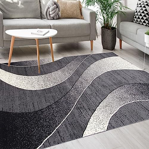 Mazovia Modern Teppich - Kurzflor - Teppich für Wohnzimmer, Schlafzimmer, Esszimmer - ÖKO-TEX Wohnzimmerteppich, Robust und pflegeleicht, Niedrige Florhöhe – Teppiche - grau 250 x 300 cm