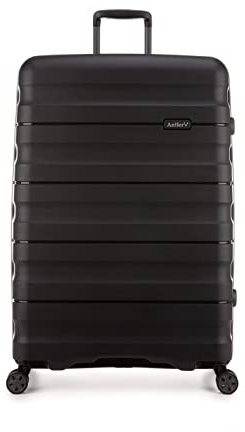 ANTLER - Lincoln Hard Shell Large Suitcase - Durable, Lightweight & Expandable, 4 Spinner Wheels - Adjustable Handle, TSA Lock, 80cm - Black