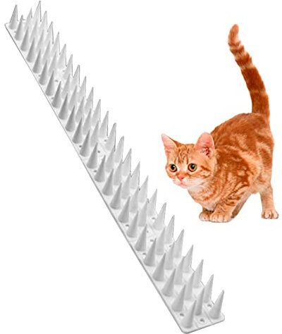 Katzenabwehr Matte Weiß-braun-grüne Katzenmatte mit Spikes, Lange Katzenkratzleiste aus Kunststoff für Die Fensterbank, Outdoor-Vogel-Waschbär-Hund-Katzen-Repellent für PIPI (Color : White, Size : 8