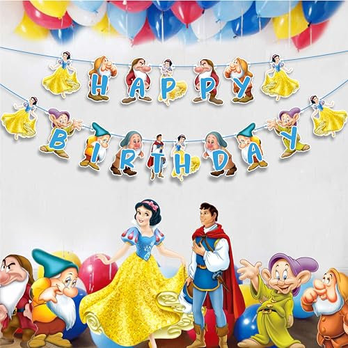Seyal® Bannière « Happy Birthday » Blanche-Neige et les Sevn Nains