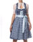 Dirndlparty Dirndl Blau, Damen Midi Mittellang Dirndl 60cm mit Rosenmuster und Pailletten Spitzenschürze, Dunkelblau Glitzer Glanz Trachtenkleid Dress für Oktoberfest