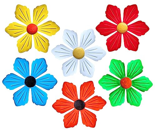 Tsilin 6 Pcs Metal Flowers Wall Decor Garden Decor Wall Art Flower Statues Sculpture Hanging Ornament For Indoor Outdoor Backyard Porch Patio Fence Decor