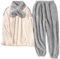 TOMEEK Pigiama da Donna Completo Invernale in Morbido Pile Polare Completo per Il Tempo Libero con Top a Maniche Lunghe Pantaloni e Sciarpa Pigiama Accogliente Pjs da Donna, Grigio,Taglie XL