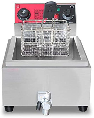 Fat Fryer Basket,Electric Deep Fryer 6L 2500W Single Deep Fat Fryer with Oil Filter, Commercial Fryer with Thermostat and Timer Function, Easy Clean