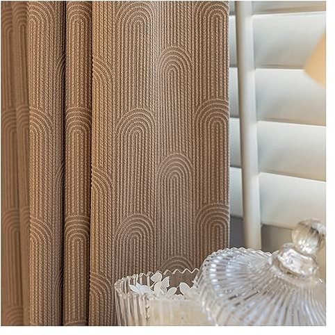 KSTORE Couleurs Unies Rideau Occultant Couleur Café Style Japonais Rideaux Opaques 2 Panneaux pour Chambre Salon Cuisine,Eyelet,W200xL270cm