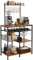 Honkazita Farmhouse Kaffee-Barschrank, 78,7 cm, Sideboard, Buffet-Schrank mit 8 Haken und abnehmbarem Aufbewahrungskorb, ideal für Küche, Esszimmer und Wohnzimmer, rustikales Braun