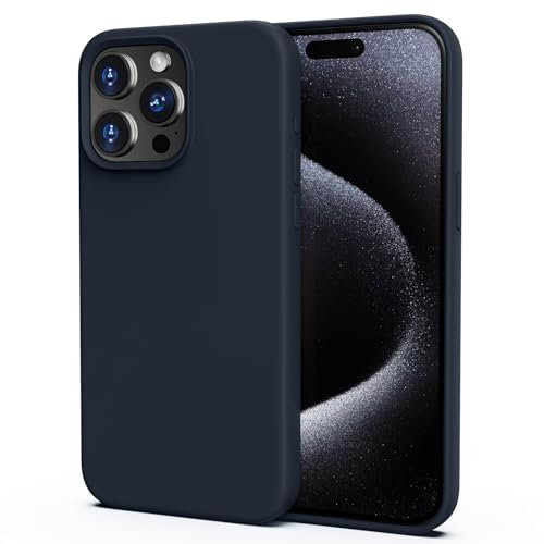 TIIXXA Silicone Case for iPhone 15 Pro Max Case,Soft Ultra Slim Protective Shockproof Liquid Silicone Phone Case, Anti-Scratch Microfiber Lining, 6.7 Dark Blue