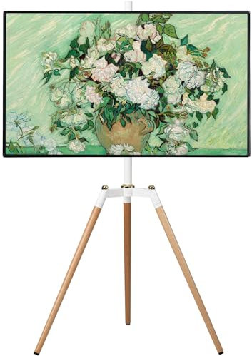 ETHU Easel TV Stand, Universal 32-65'' Solid Tripod TV Stand for LED LCD OLED Plat & Curved Screen, Height Adjustable TV Display Stand with 140° Swivel, Max VESA 600x400mm