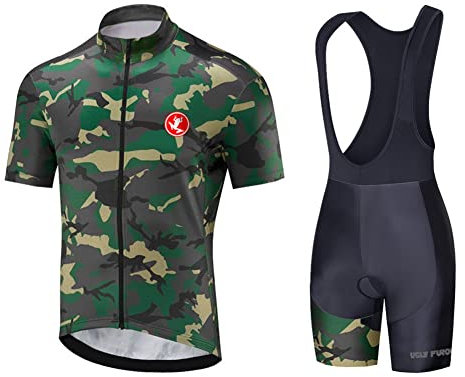 UGLY FROG 2024 Herren Pro Team Radtrikot Set, Kurzarm Fahrrad Bekleidung Lätzchen Kurzsets Gel Paddad