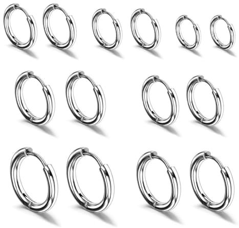 7 Paar Kleine Creolen Ohrringe für Damen und Herren - Silber 925, 8-20mm