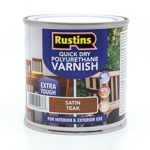 Rustins Quick Dry Polyurethane Varnish Satin Teak 250ml