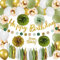 Geburtstagsdeko Salbeigrün Grün Gold Luftballons Mädchen Kindergeburtstag Deko Happy Birthday Banner Papier Girlande Salbeigrün Pompons für Junge Frauen Natural Geburtstag Party Deko