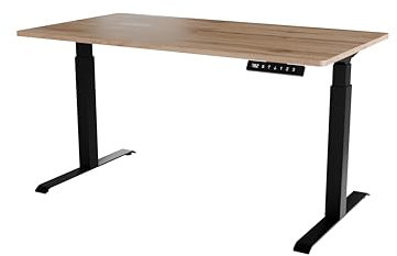 Elektrischer Schreibtisch NOOM 150 cm - Computertisch Arbeitstisch - Home Office - Höhenverstellbarer - Stehschreibtisch mit Memory-Steuerung und Anti-Kollisions Technologie (Wotan Eiche)