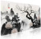 Großes Mauspad mit japanischem Kirschblüten-Anime, XXL, schwarz-weiß, Sakura-Baum, Berge, erweiterte große Schreibtischunterlage, 90 x 40 cm, rutschfeste Gummiunterseite, genähter Rand, langes