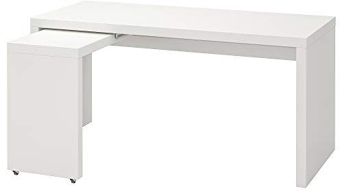 Generisch MALM Schreibtisch mit Ausziehplatte, 151x65cm, Weiß