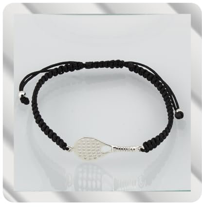 Henor Paddle Armband aus schwarzem Makramee. S925-Sterlingsilber. Natürliches Finish und handpoliert. Einstellbare Länge von 16 cm bis 22 cm. Schiebeknotenverschluss PS3315870N