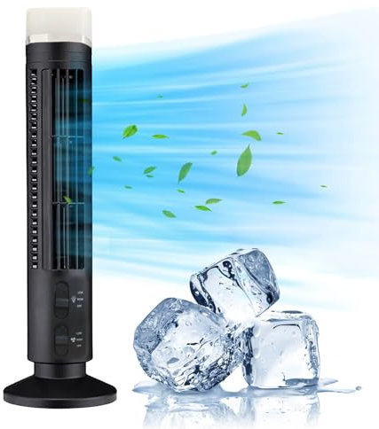 KHIRVWL USB Ventilateur Colonne Silencieux,ventilateur Sans Pale,Ventilateur Tour,Ventilateur Silencieux Sans Pale,Ventilateur Sur Pied,Ventilateur Silencieux Chambre,Léger Et Pratique, Bruit (Noir)