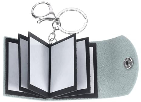 sourcing map Porte-clés personnalisé avec images, mini album photo personnalisé en cuir avec 10 photos, petit porte-clés souvenir pour la famille, bleu lac