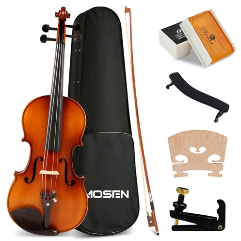 MOSEN 4/4 Violin Fiddle Full Size, Maple Violin Kit Set for Beginners with Hard Case, Bow, Rosin, Shoulder Rest, Tuner, Solid Maple Wood and Ebony Fittings, MS-836M
