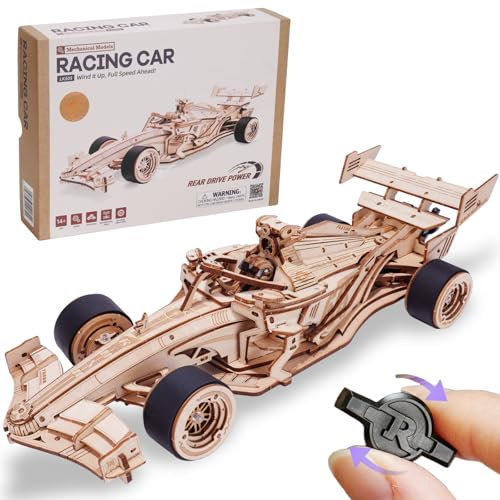 ROWOOD Rennwagen Holz Modell Baukästen für Erwachsene Jugendliche, 3D Holzpuzzle, Fahrzeug Modell Baukästen, DIY Bastel Baukästen, Kreatives Geschenk für ihn