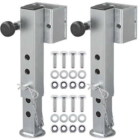 The Drive 2X Anhänger Abstellstützen 60x60mm klappbar 346-546mm je 1300 kg mit Schraubensatz | 200mm Hub | 5-Stufig | für Kipper, Hochlader etc.