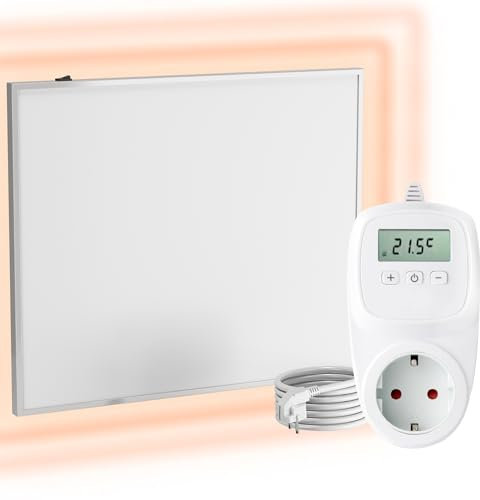 UMBRELLA® Infrarot Wandheizung mit Thermostat [FERNBEDIENUNG + WIFI STEUERUNG] – Infrarotheizung Wandmontage Heizkörper – Carbon Crystal Infrarot Paneel App steuerbar – (Modell TH12 WIFI - 300W)