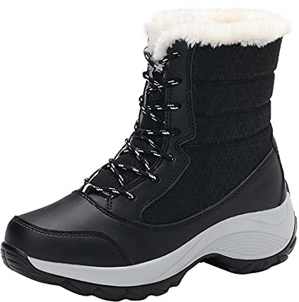 Generisch warehouse deal Stiefel Damen Schwarz Casual Langschaft Boots Winterschuhe Bequem Rutschfeste Winterstiefel Cowboyst sale damen bekleidung herren laufschuhe sale