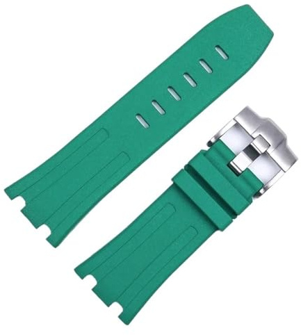 DASEB Für Audemars und Piguet Royal Oak Strap Original AP 15710 26470 Silikon Gummi Sport Uhrenarmband 28mm Armband Zubehör(Green-silver)