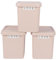 Jolie Max (Set of 3) Plastic Storage Boxes with Lid, 12.5L Capacity Each, Solid Matte Colour, Decorative Design with Handle, Stackable & Nestable Space-Saving Organizers – 31.5 x 21.5 x 24 cm (PINK)