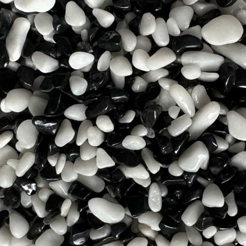 Steinteppich Epoxidharz Set Innen & Außen (ca. 224kg / 16-20m²) | 16 Farben | 200kg 2-4mm Marmorkies + 24L, 2K Epoxidharz Bindemittel | Für Balkon, Terrasse, Treppen, Garage (Bianco Nero)