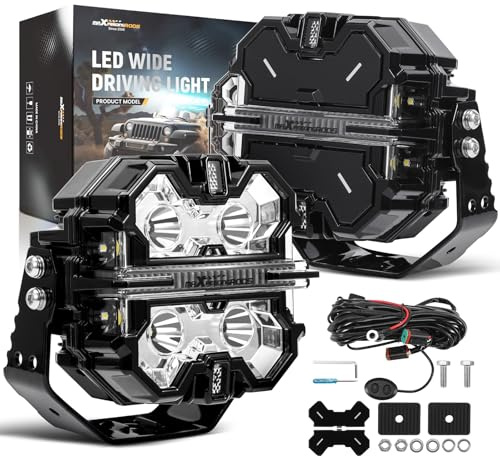 maXpeedingrods 5in 178W LED-Offroad-Scheinwerfer, 21360LM, mit bernsteinfarbenem/weißem Tagfahrlicht, 3 Modi, 270°-Seitenstrahler für Wrangler Trucks, Jeep Pickups, ATVs, mit schwarzen Abdeckungen
